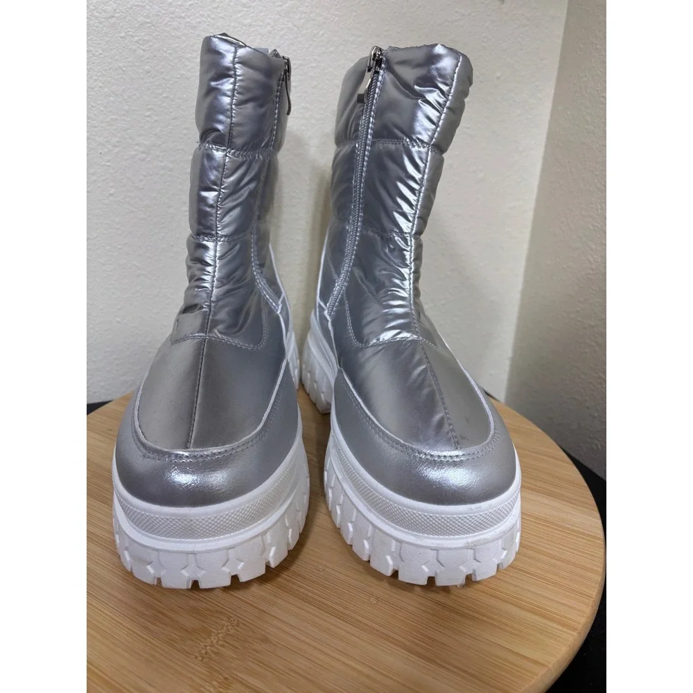 Dirty Laundry Dashh Puff Platform Bootie Size 8 Silver Metallic Quilted Puffer